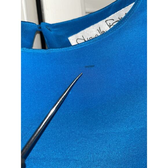 Diane Von Furstenberg DVF Turquoise Aqua 100% Silk Shell Blouse Vintage Medium - Picture 6 of 7